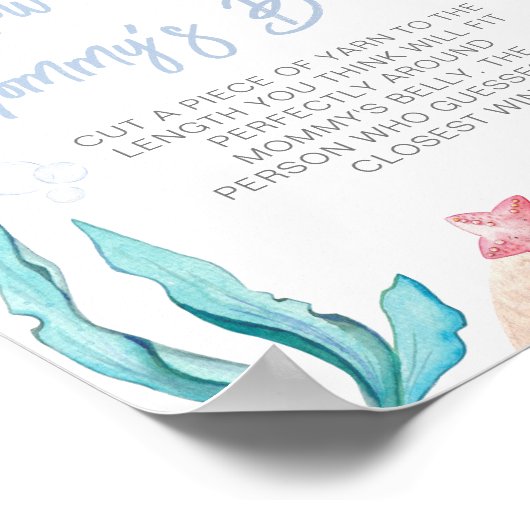 海の赤ちゃんシャワーの下でママのお腹がどれくらい大きいか ポスター (角)