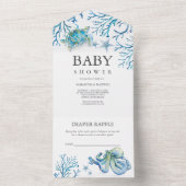 海の赤ちゃんシャワーの下で全て一つの招待状 オールインワン招待状 (内側)