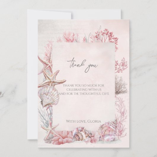 海の赤ちゃんシャワーの下で夢見る サンキューカード (正面)