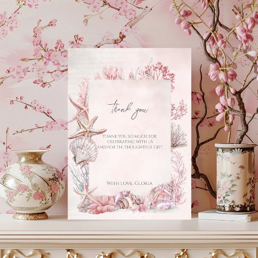 海の赤ちゃんシャワーの下で夢見る サンキューカード