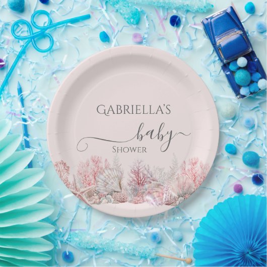 海の赤ちゃんシャワーの下で夢見る ペーパープレート (パーティー)