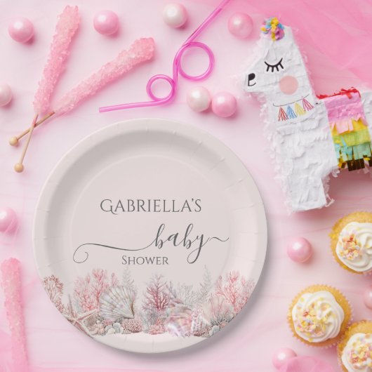 海の赤ちゃんシャワーの下で夢見る ペーパープレート (パーティー)