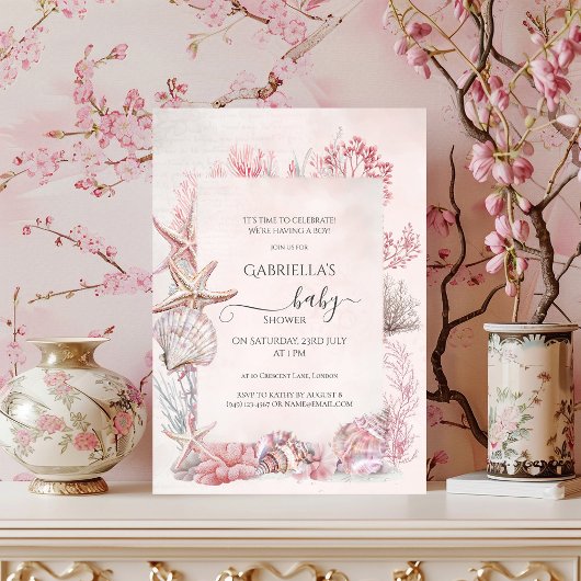 海の赤ちゃんシャワーの下で夢見る 招待状