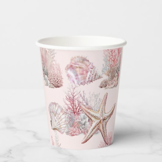 海の赤ちゃんシャワーの下で夢見る 紙コップ (裏面)