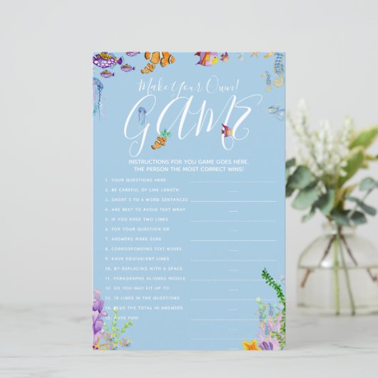 海の赤ちゃんシャワーの下で自分のゲームを作る (スタンド正面)