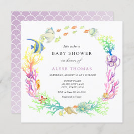 海の赤ちゃんシャワーの下で 招待状