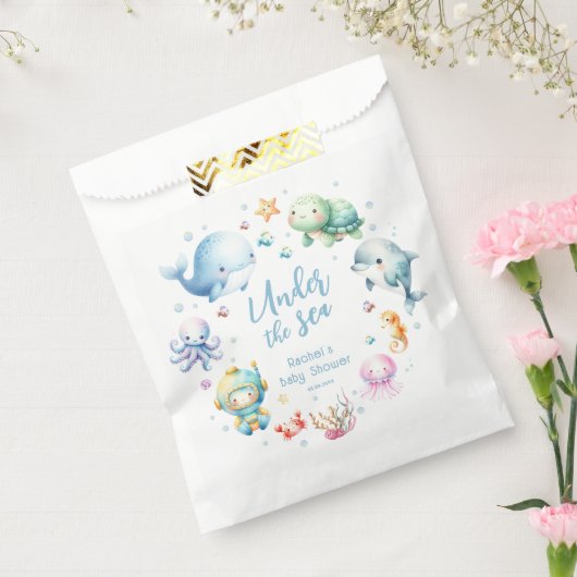 海の赤ちゃんシャワーの下にかわいい フェイバーバッグ (封をした状態)