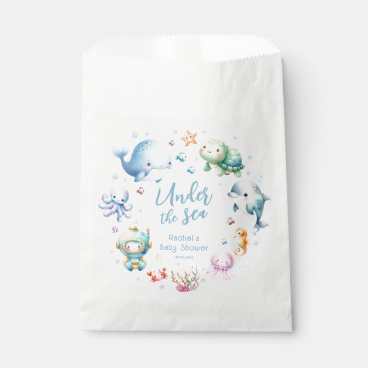 海の赤ちゃんシャワーの下にかわいい フェイバーバッグ (正面)
