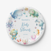 海の赤ちゃんシャワーの下にかわいい ペーパープレート (正面)