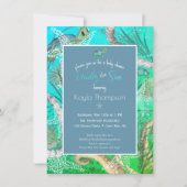 海の赤ちゃんシャワーの下にかわいい 招待状 (正面)