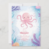 海の赤ちゃんシャワーの下にかわいい 招待状 (正面)
