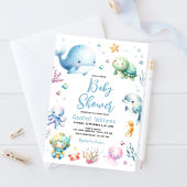 海の赤ちゃんシャワーの下にかわいい 招待状