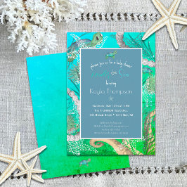 海の赤ちゃんシャワーの下にかわいい 招待状