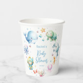 海の赤ちゃんシャワーの下にかわいい 紙コップ (裏面)