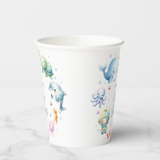 海の赤ちゃんシャワーの下にかわいい 紙コップ (左)