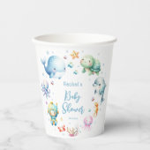海の赤ちゃんシャワーの下にかわいい 紙コップ (正面)
