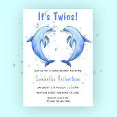海の赤ちゃんシャワーの下にイルカが双子 招待状