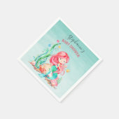 海の赤ちゃんシャワーの下のかわいい水彩人魚 スタンダードカクテルナプキン (角)