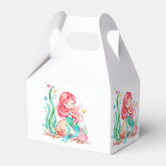 海の赤ちゃんシャワーの下のかわいい水彩人魚 フェイバーボックス (裏面サイド)