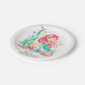 海の赤ちゃんシャワーの下のかわいい水彩人魚 ペーパープレート (アングル)