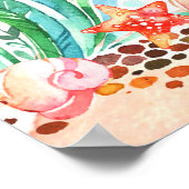 海の赤ちゃんシャワーの下のかわいい水彩人魚 ポスター (角)