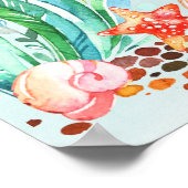 海の赤ちゃんシャワーの下のかわいい水彩人魚 ポスター (角)