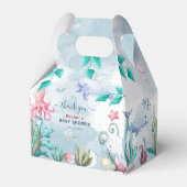 海の赤ちゃんシャワーの下のかわいい水色 フェイバーボックス (裏面サイド)