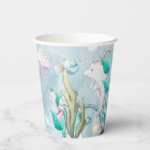海の赤ちゃんシャワーの下のかわいい水色 紙コップ (裏面)
