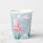 海の赤ちゃんシャワーの下のかわいい水色 紙コップ (左)