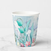 海の赤ちゃんシャワーの下のかわいい水色 紙コップ (右)