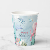 海の赤ちゃんシャワーの下のかわいい水色 紙コップ (正面)