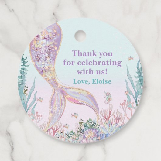 海の赤ちゃんシャワーの下のエーテルの人魚 フェイバータグ (裏面)