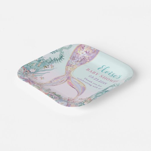 海の赤ちゃんシャワーの下のエーテルの人魚 ペーパープレート (傾斜あり)