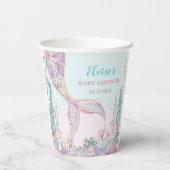 海の赤ちゃんシャワーの下のエーテルの人魚 紙コップ (裏面)