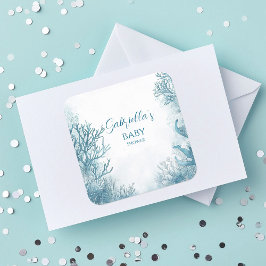 海の赤ちゃんシャワーの下のドリーミーブルー スクエアシール