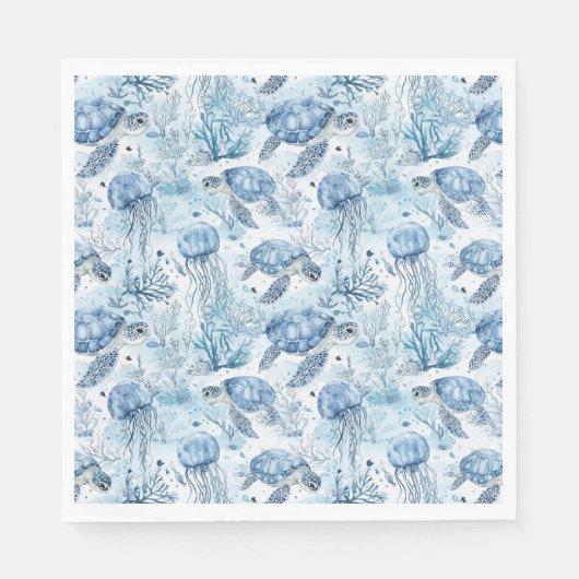 海の赤ちゃんシャワーの下のドリーミーブルー スタンダードランチョンナプキン (正面)