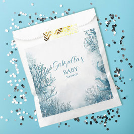 海の赤ちゃんシャワーの下のドリーミーブルー フェイバーバッグ