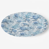 海の赤ちゃんシャワーの下のドリーミーブルー ペーパープレート (アングル)