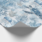 海の赤ちゃんシャワーの下のドリーミーブルー ラッピングペーパー (角)