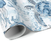 海の赤ちゃんシャワーの下のドリーミーブルー ラッピングペーパー (ロールコーナー)