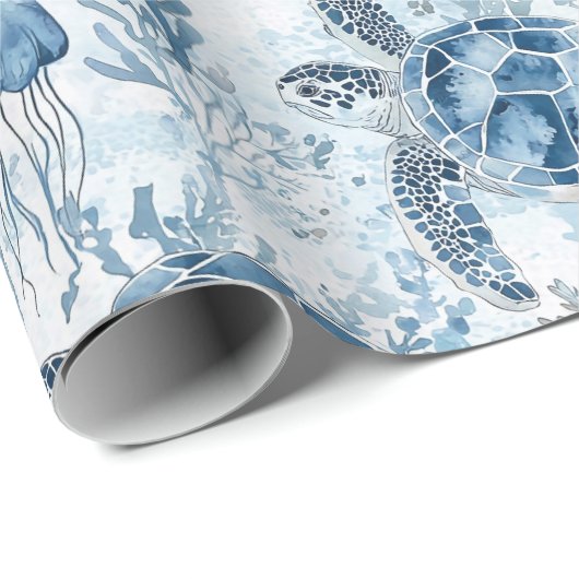 海の赤ちゃんシャワーの下のドリーミーブルー ラッピングペーパー (ロールコーナー)