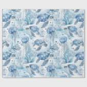 海の赤ちゃんシャワーの下のドリーミーブルー ラッピングペーパー (フラット)