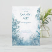 海の赤ちゃんシャワーの下のドリーミーブルー 招待状 (スタンド正面)
