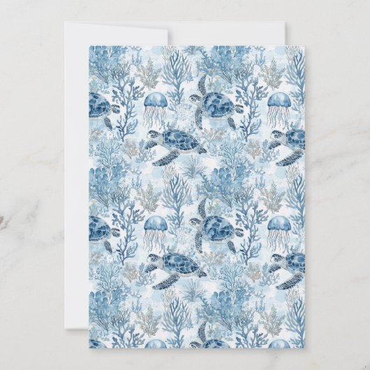 海の赤ちゃんシャワーの下のドリーミーブルー 招待状 (裏面)