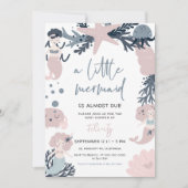 海の赤ちゃんシャワーの下のパステルマーメイド 招待状 (正面)