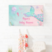 海の赤ちゃんシャワーの下のピンクの人魚 横断幕 (インサイチュ)