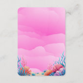 海の赤ちゃんシャワーの下のピンクの夢のような人魚 エンクロージャーカード (裏面)