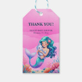 海の赤ちゃんシャワーの下のピンクの夢のような人魚 ギフトタグ (正面)