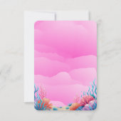 海の赤ちゃんシャワーの下のピンクの夢のような人魚 サンキューカード (裏面)