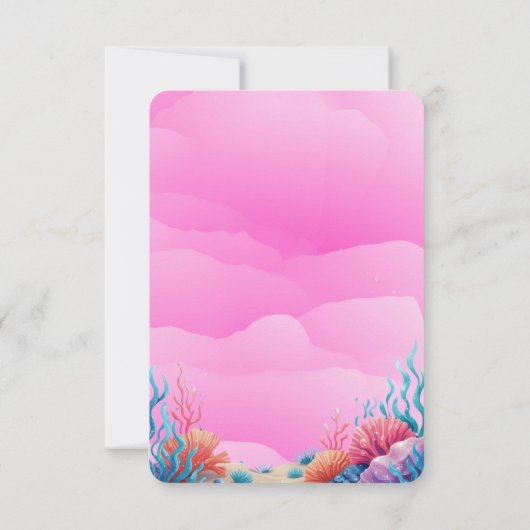 海の赤ちゃんシャワーの下のピンクの夢のような人魚 サンキューカード (裏面)